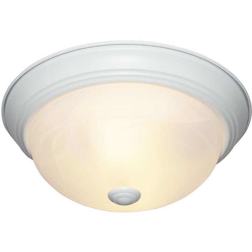 Decorative 2 Light 11 inch White Flushmount Ceiling Light in White Alabaster, Small